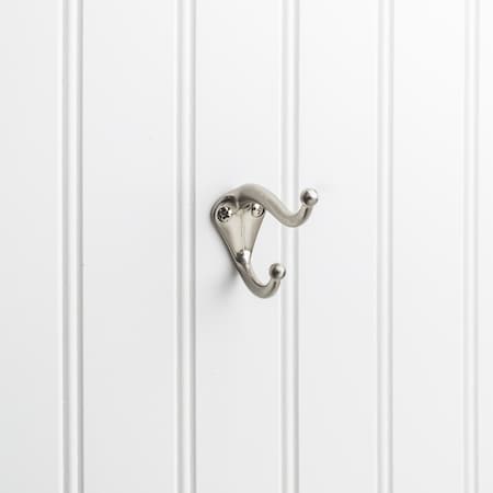 Elements 2-5/16" Satin Nickel Traditional Double Prong Ball End Wall Mounted Utility Hook YD10-231SN